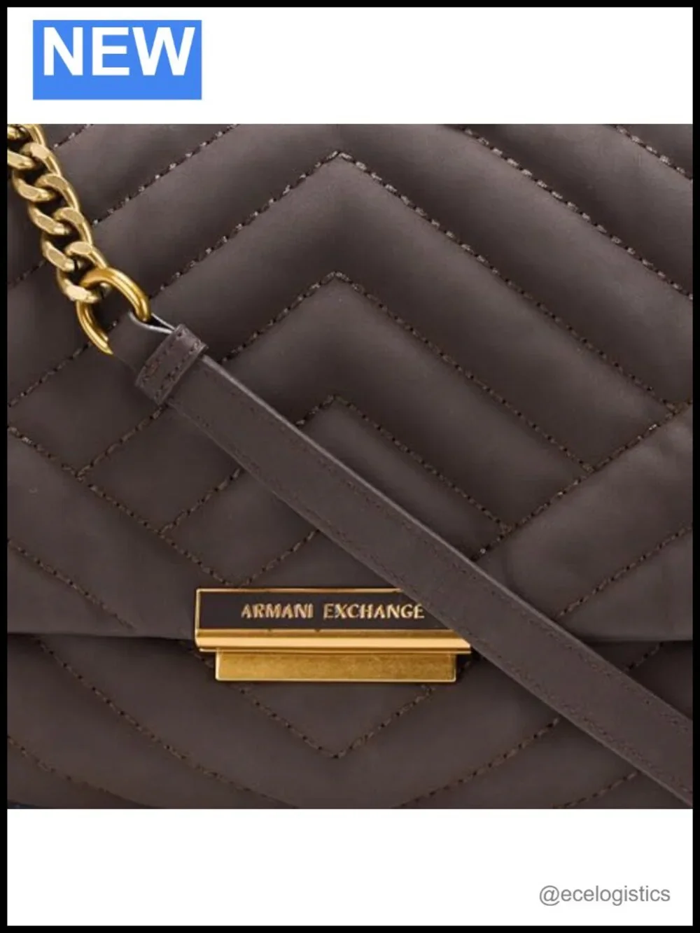Armani Exchange Victoria Convertible Crossbody Bag Quilted Metallic Chain